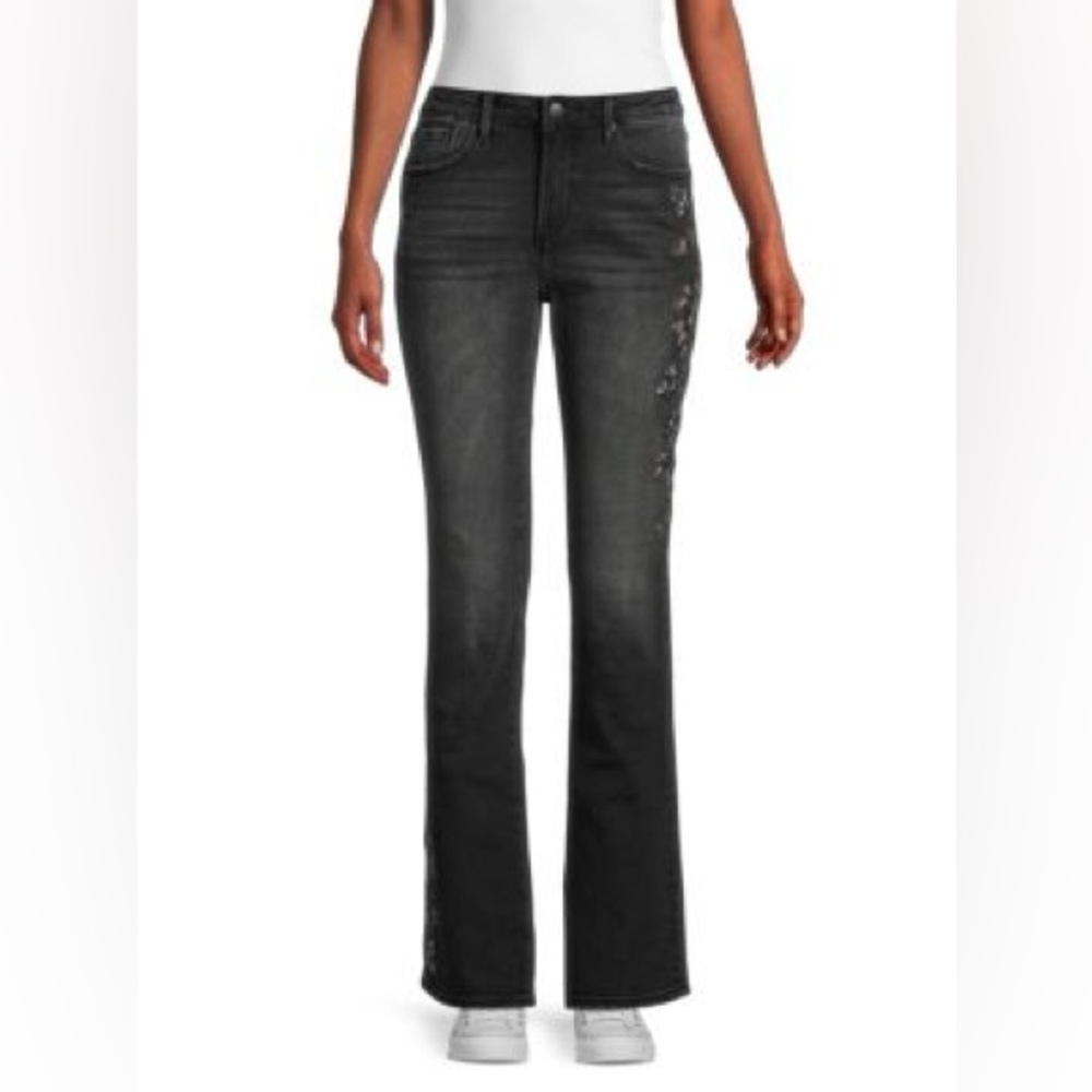DRIFTWOOD Women's Charcoal Embroidered Boot Cut Jeans